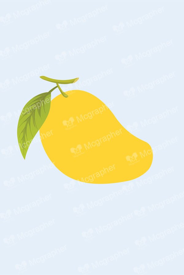 Mango with leaf on a blue background