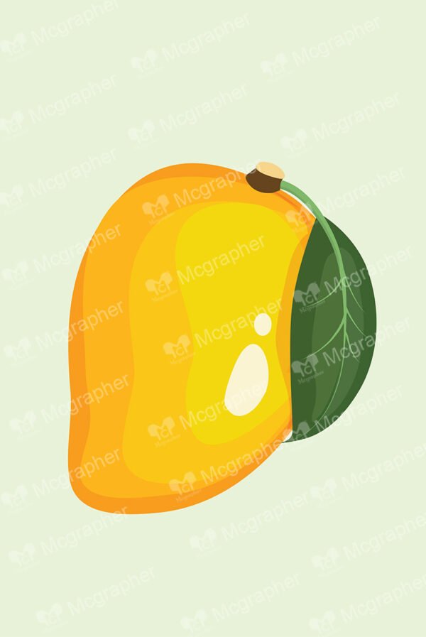 Mango with leaf on a light background