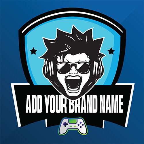 Gaming character with glasses and headphones logo