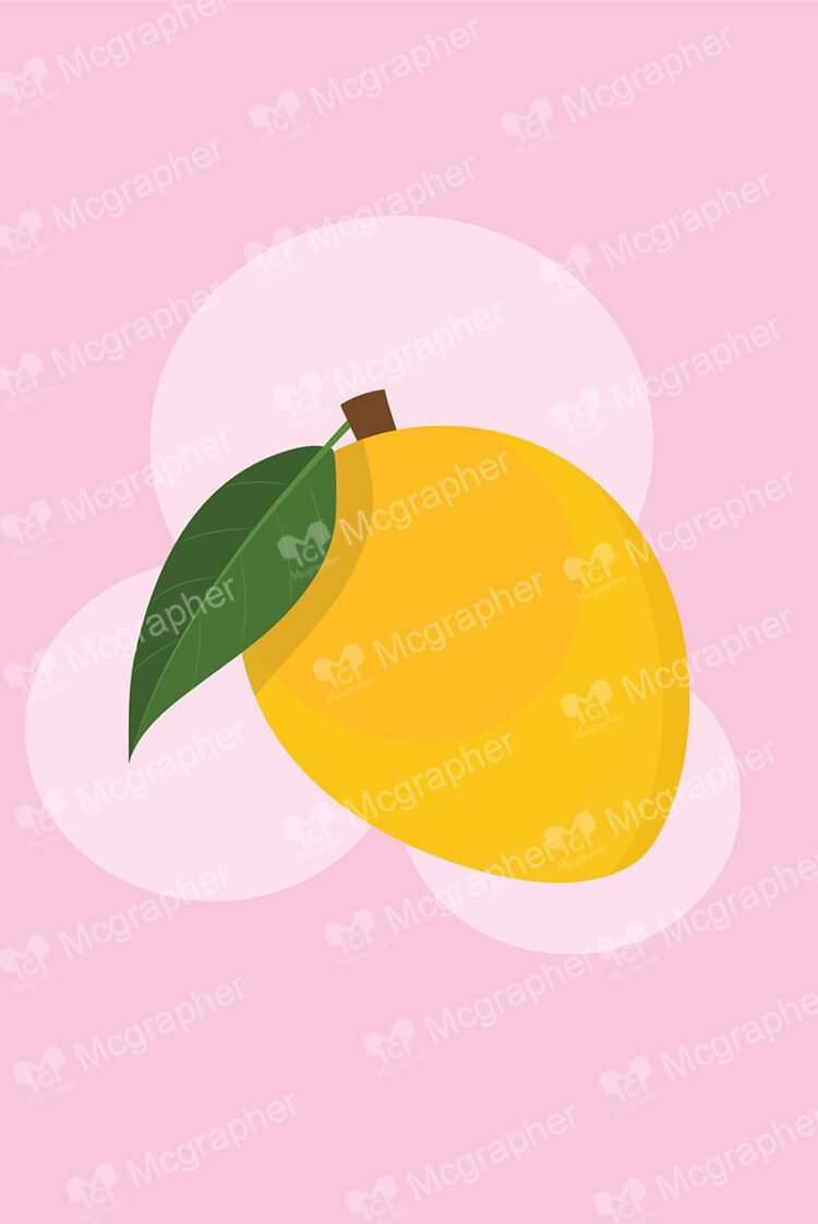 Mango with leaf on a pink background