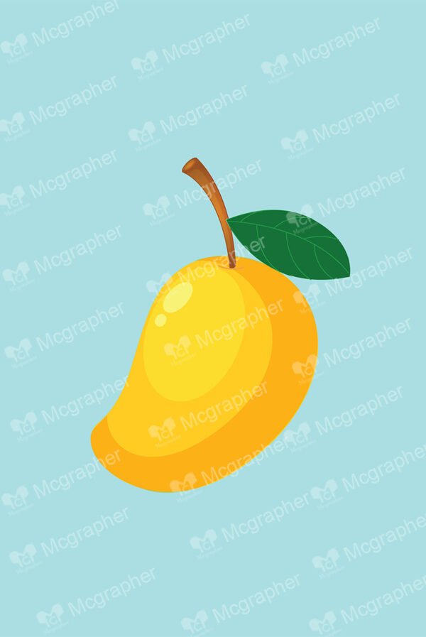 Small Mango with leaf on a light background