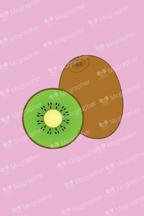 Kiwi with a slice on a pink background