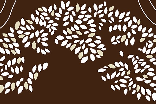 Brown background with white leafs