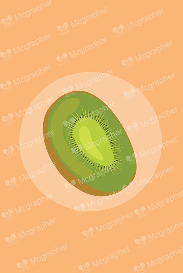 Kiwi slice on an orange background