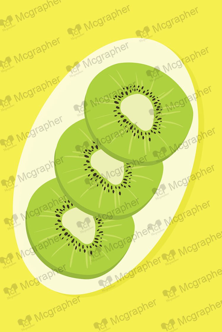 Slices of Kiwi on a yellow background