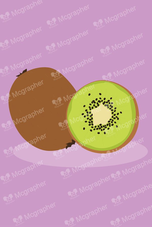 Kiwi with a slice on a dark pink background