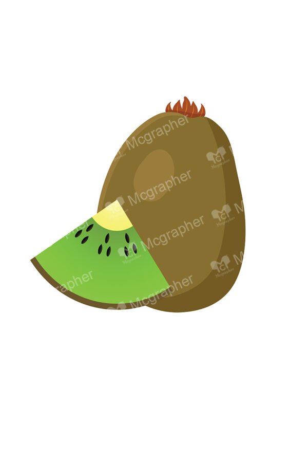 Kiwi with a slice on a white background