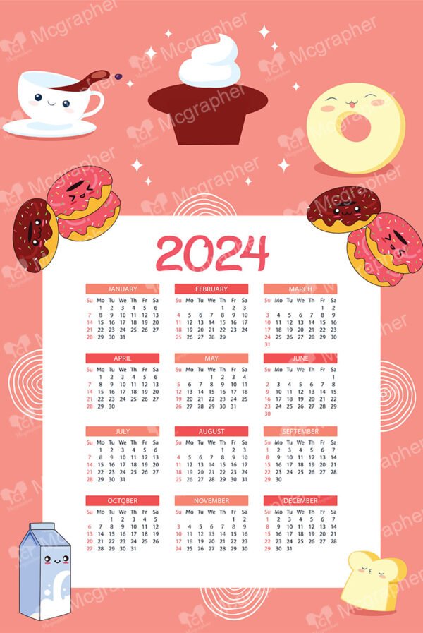 2024 Calendar and a desert