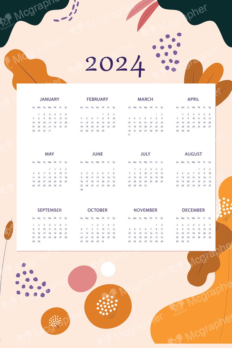 2024 Calendar and an abstract