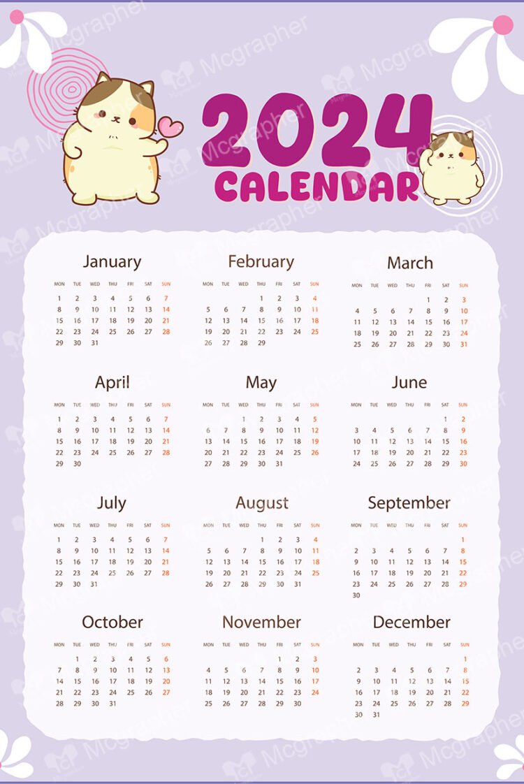 2024 Calendar and a cat