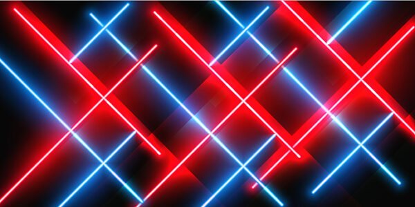 Neon red and blue cross lines