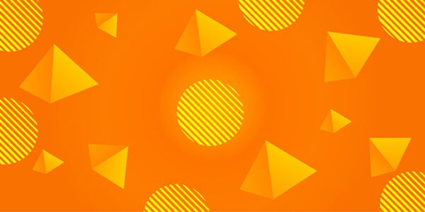 Orange background with pyramids and circles