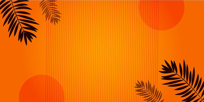 Orange background with solid circle and leafs