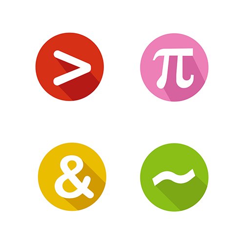 Basic Maths symbols more than and pie