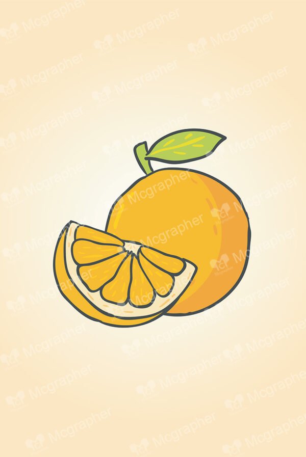 Orange with a leaf and a slice