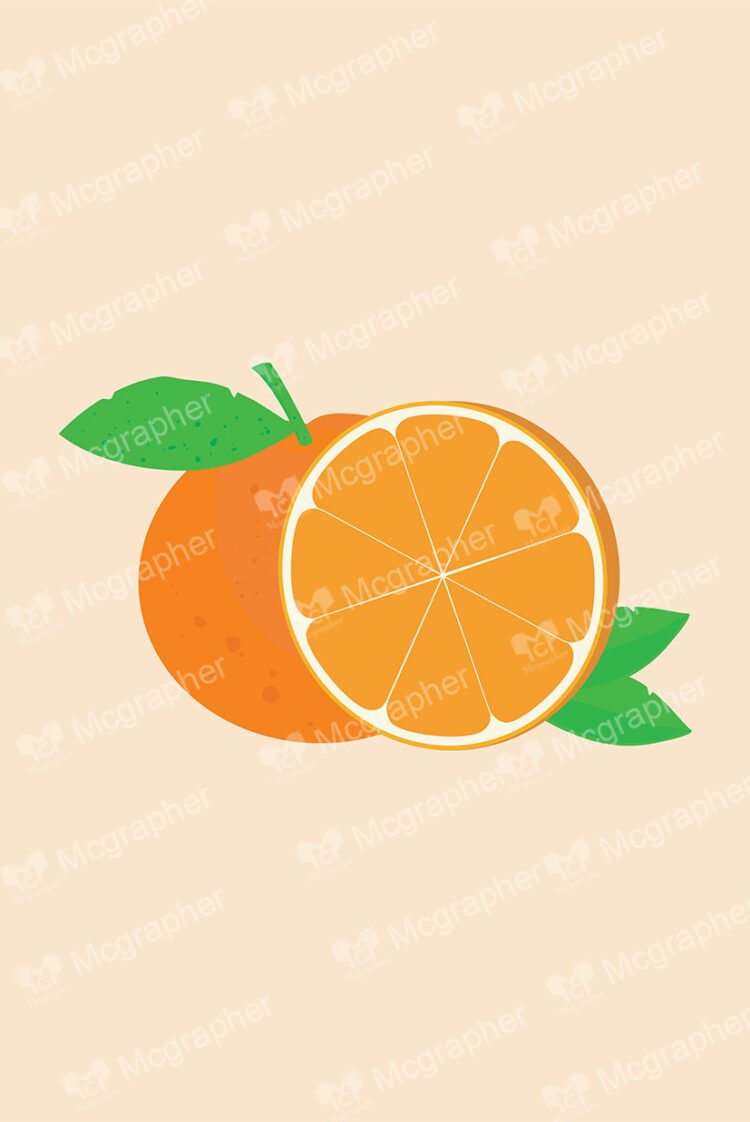 Orange slice on a creamy background