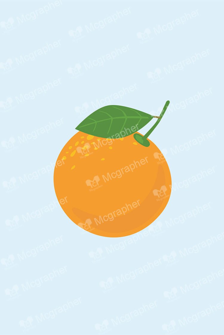 Orange with spots and green leaf