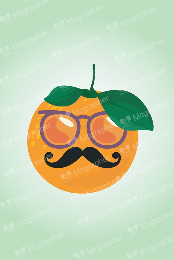 Orange with a glasses and a moustache