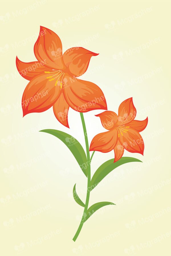 Orange Flower with green leafs