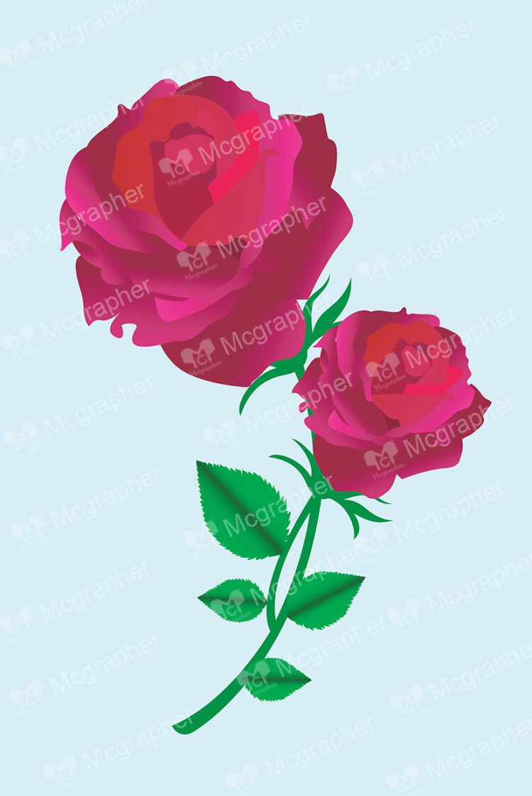 Red roses with green leafs