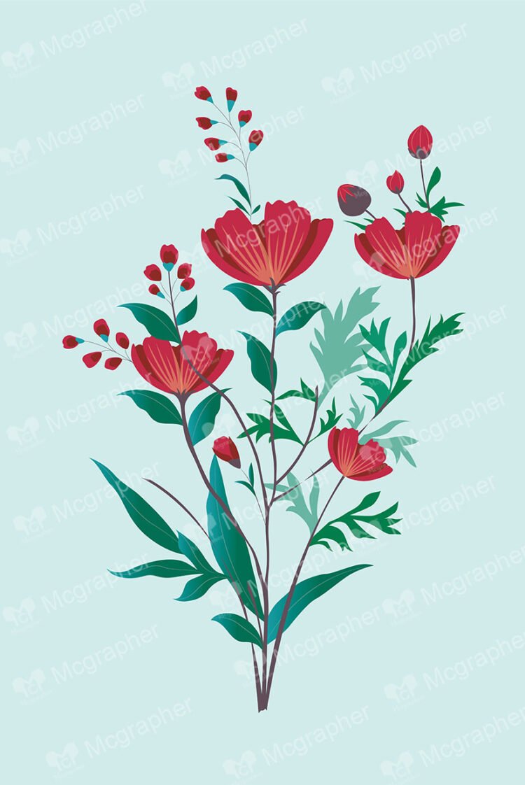 multiple red flowers and dark green leafs