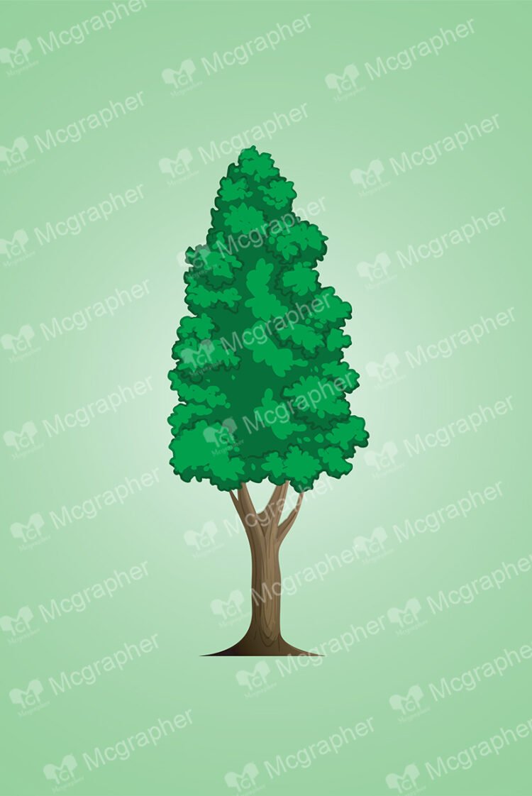 Tall tree on a green background