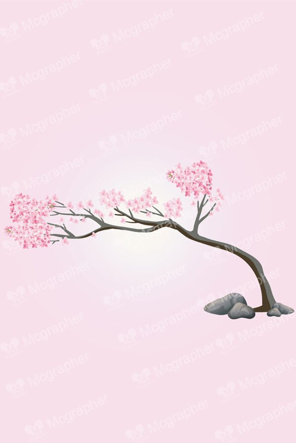 Sakura tree on a pink background