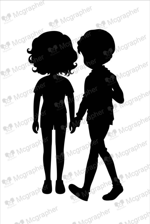 Boy holding girl's hand Silhouette