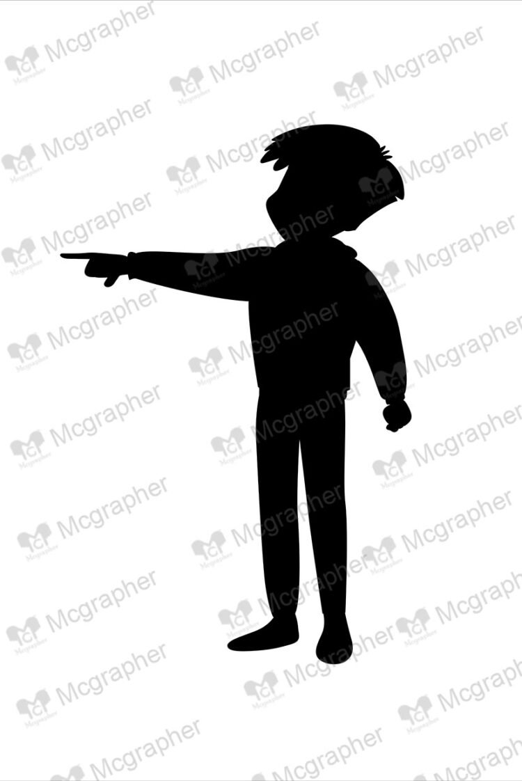 Boy pointing his finger silhouette