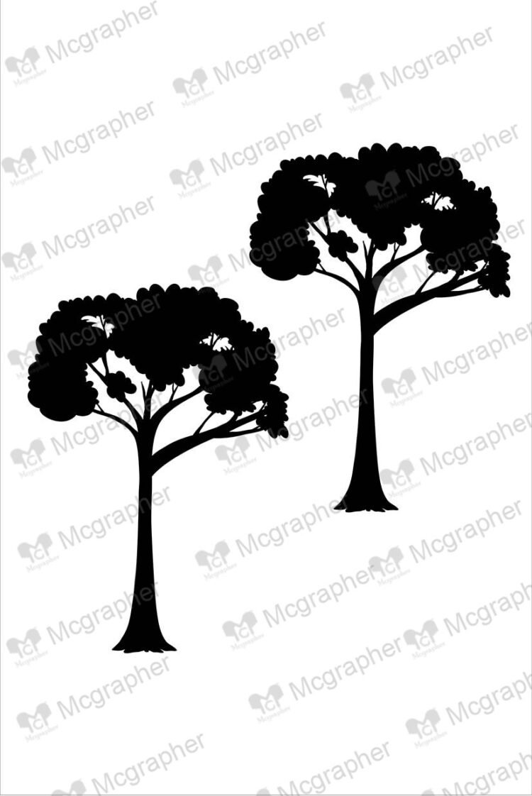 Pair of trees silhouette