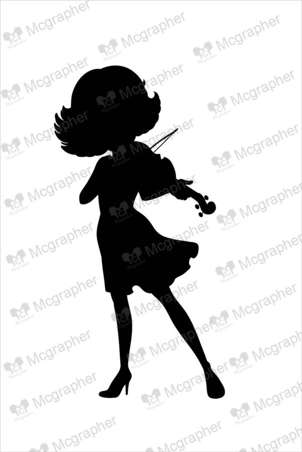 Girl playing violin silhouette