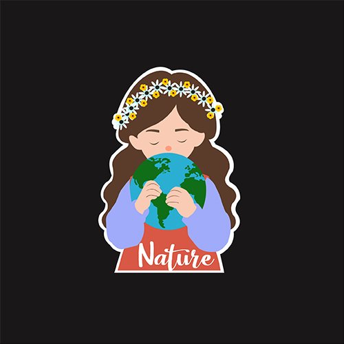 Cute anime Girl holding earth clipart