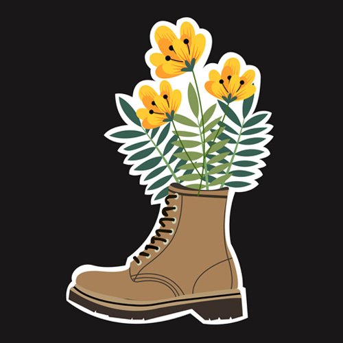 Yellow flowers in the shoes clipart