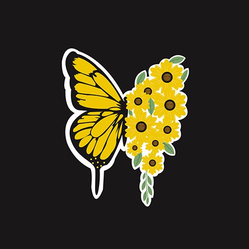 Half butterfly half flowers clipart