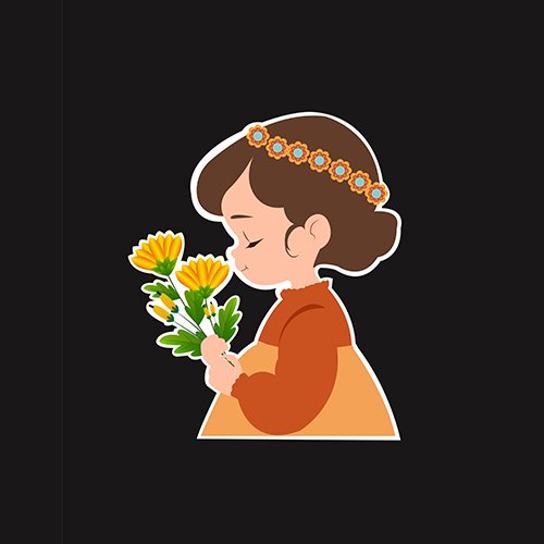 Baby girl holding yellow flowers clipart