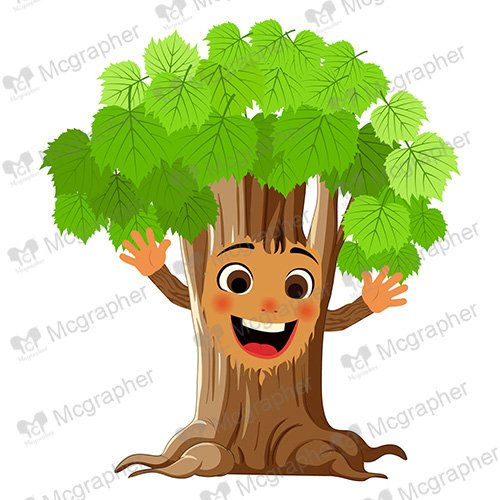 Smiling tree cartoon