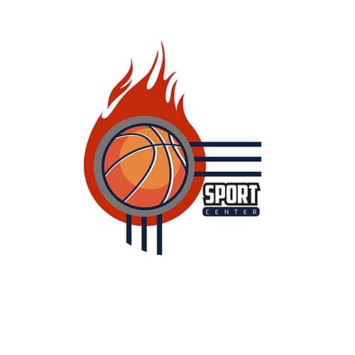 Basket ball with fire logo