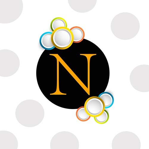 Letter N logo with circles