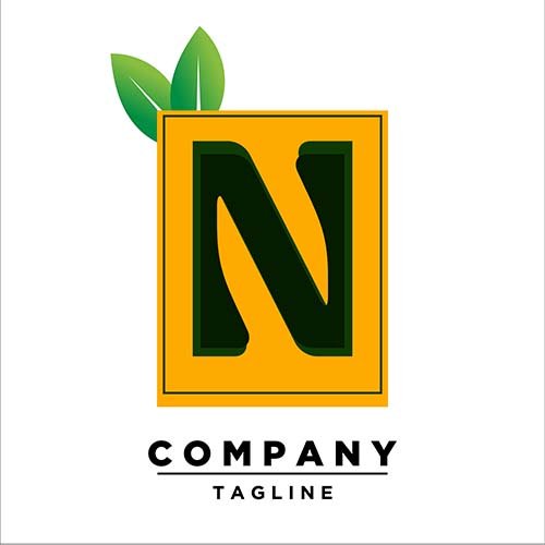 Letter n logo with leaf