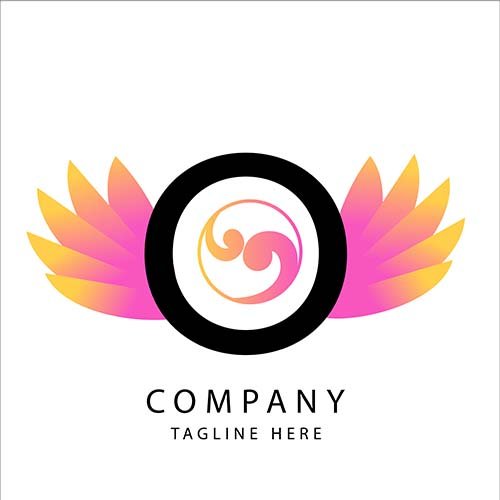 Letter O logo with colourful wings