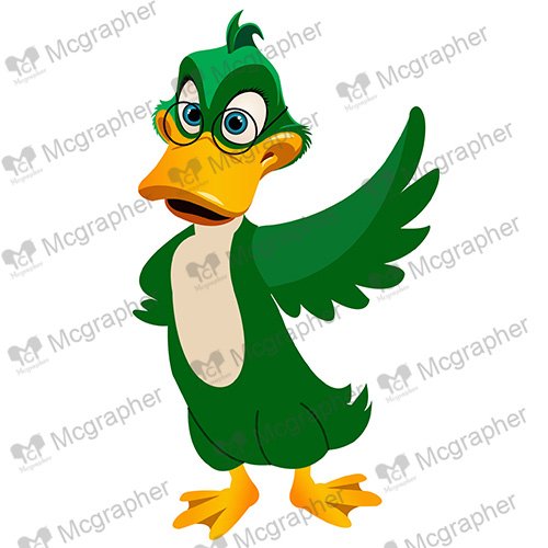 Professional green duck cartoon