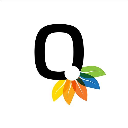 Letter Q logo with colourful leafs