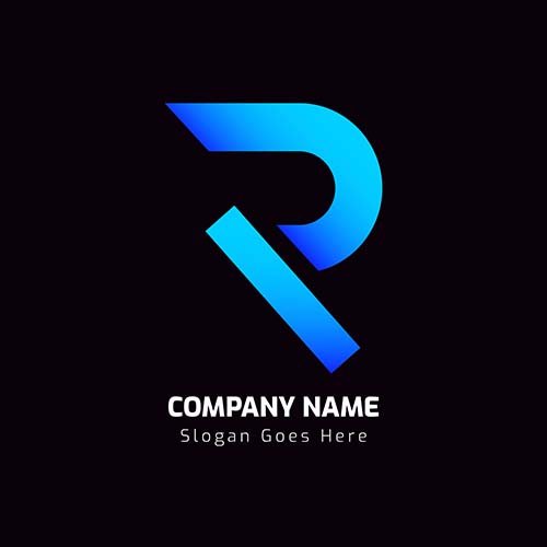 Letter R blue gradient logo