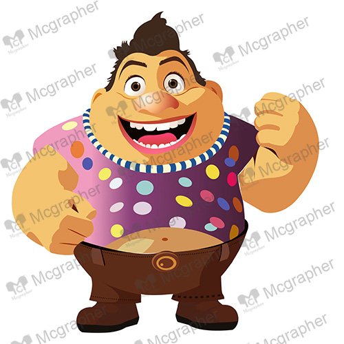 Fat sumo wrestler with casual outfit cartoon