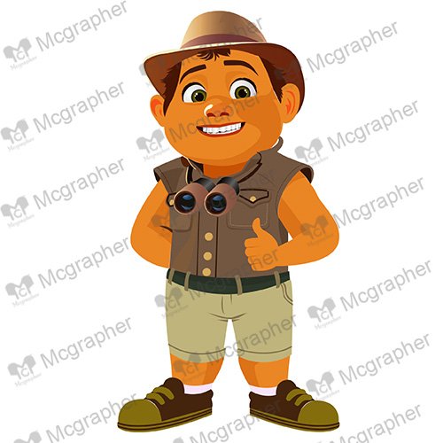 Boy with binoculars cartoon