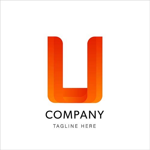 Flame colour Letter U logo