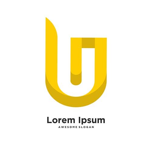 Yellow colour Letter U logo