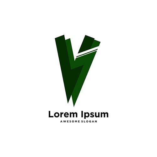 Dual green colour Letter V logo