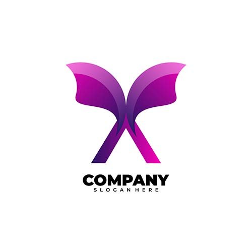 Letter X logo with wings