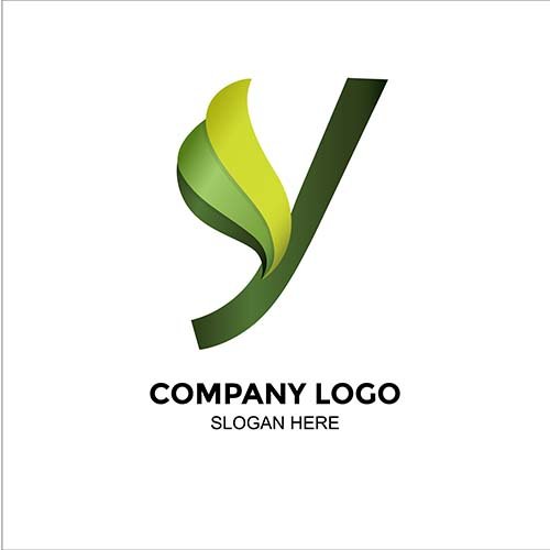 Green leaf colour letter Y logo